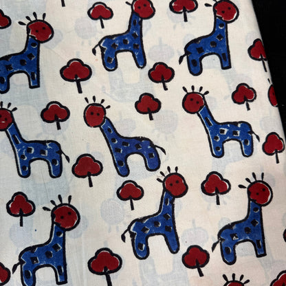 Happy Safari Denim - Bagru Indian Cotton Block Print