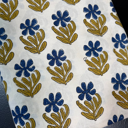 Folk Petal Bloom Soft Ecru - Bagru Indian Cotton Block Print