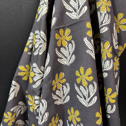 Folk Petal Bloom Midnight - Bagru Indian Cotton Block Print