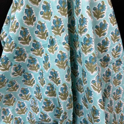Blue Meadow Sprig - Bagru Indian Cotton Block Print