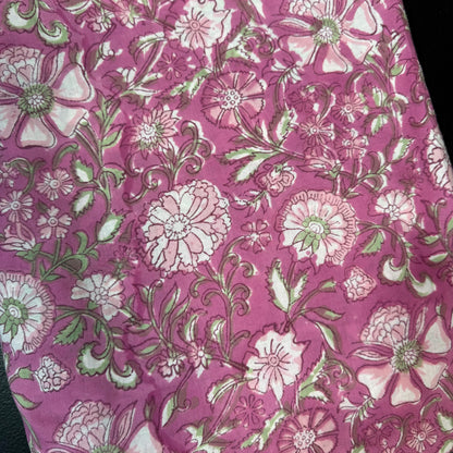Petal Cascade Pink - Bagru Indian Cotton Block Print