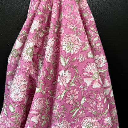 Petal Cascade Pink - Bagru Indian Cotton Block Print