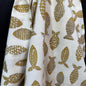 Fish Dance Gold - Bagru Indian Cotton Block Print