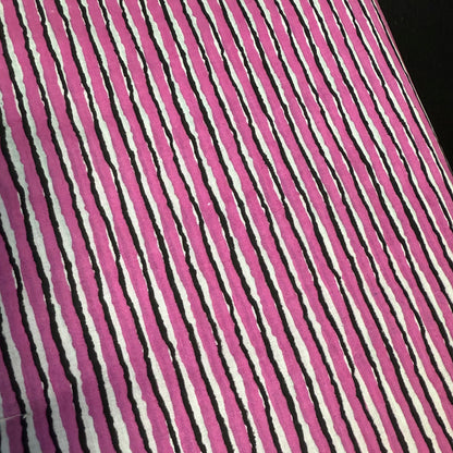 Licorice Stripe - Bagru Indian Cotton Block Print