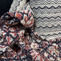 Ebony Blossom Vine + River Current Ebony - Quilted Bagru Indian Cotton Block Print (Reversible)