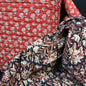 Rust Bloom Drop + Ebony Blossom Vine - Quilted Bagru Indian Cotton Block Print (Reversible)