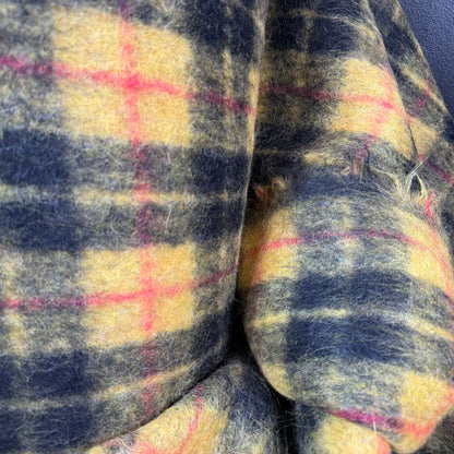 Campfire Glow Plaid Wool + Silk "Luxury Brand Deadstock" Coating - Made in Italy