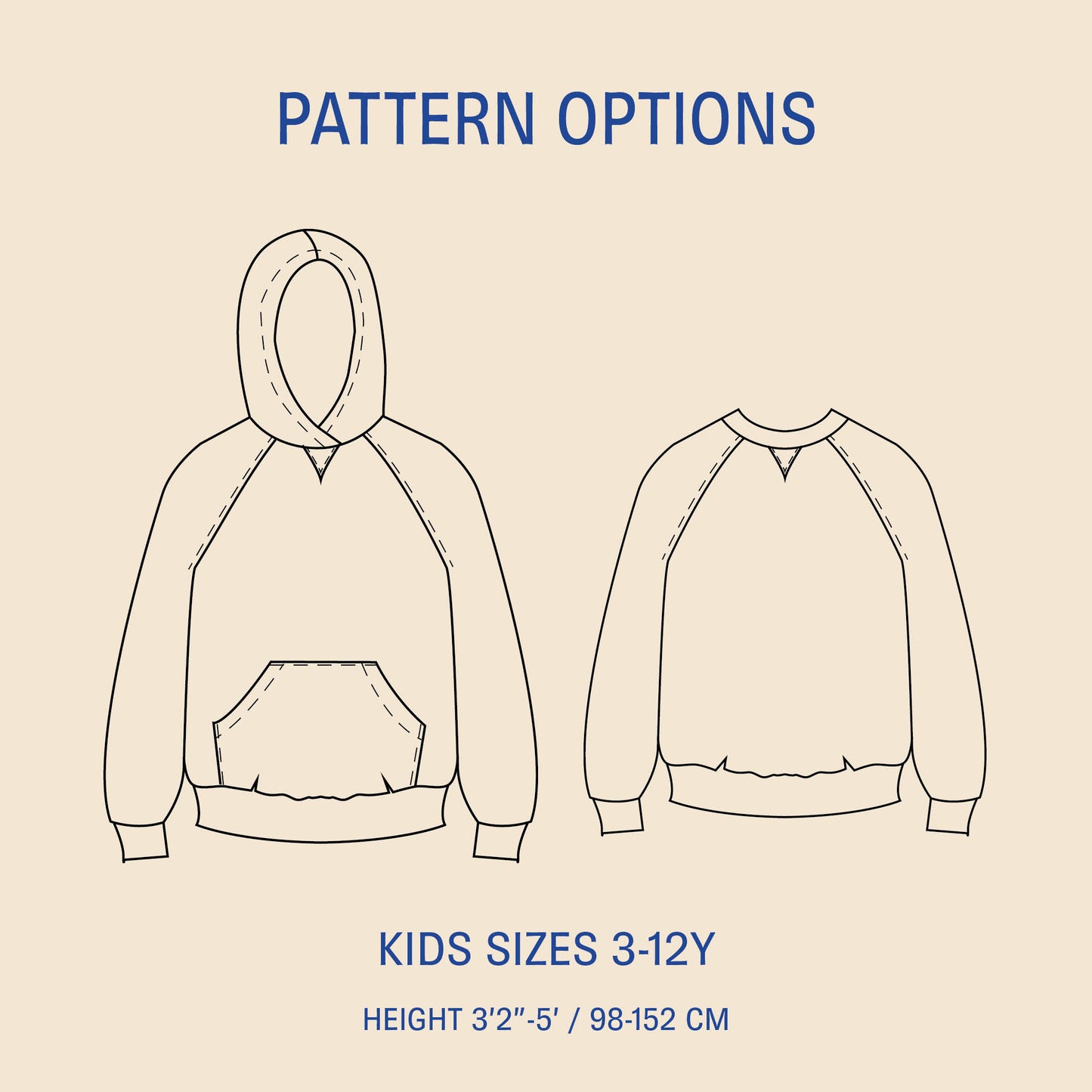Hoodie Sweater Kids' Paper Pattern - Wardrobe by Me