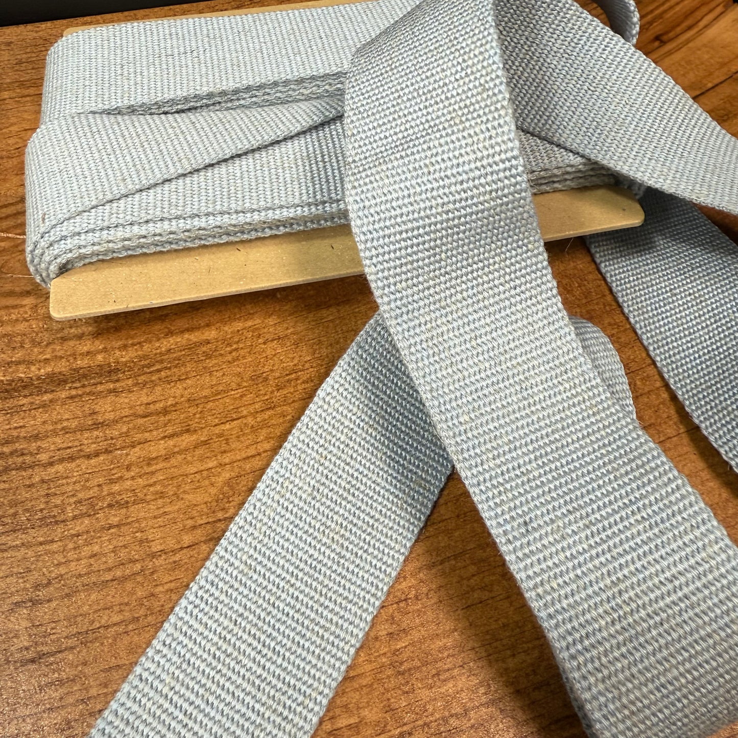 38mm Linen Blend Marble Webbing - Japanese Import - Light Blue (sold per meter)
