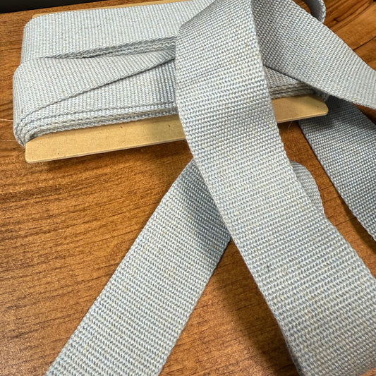 38mm Linen Blend Marble Webbing - Japanese Import - Light Blue (sold per meter)