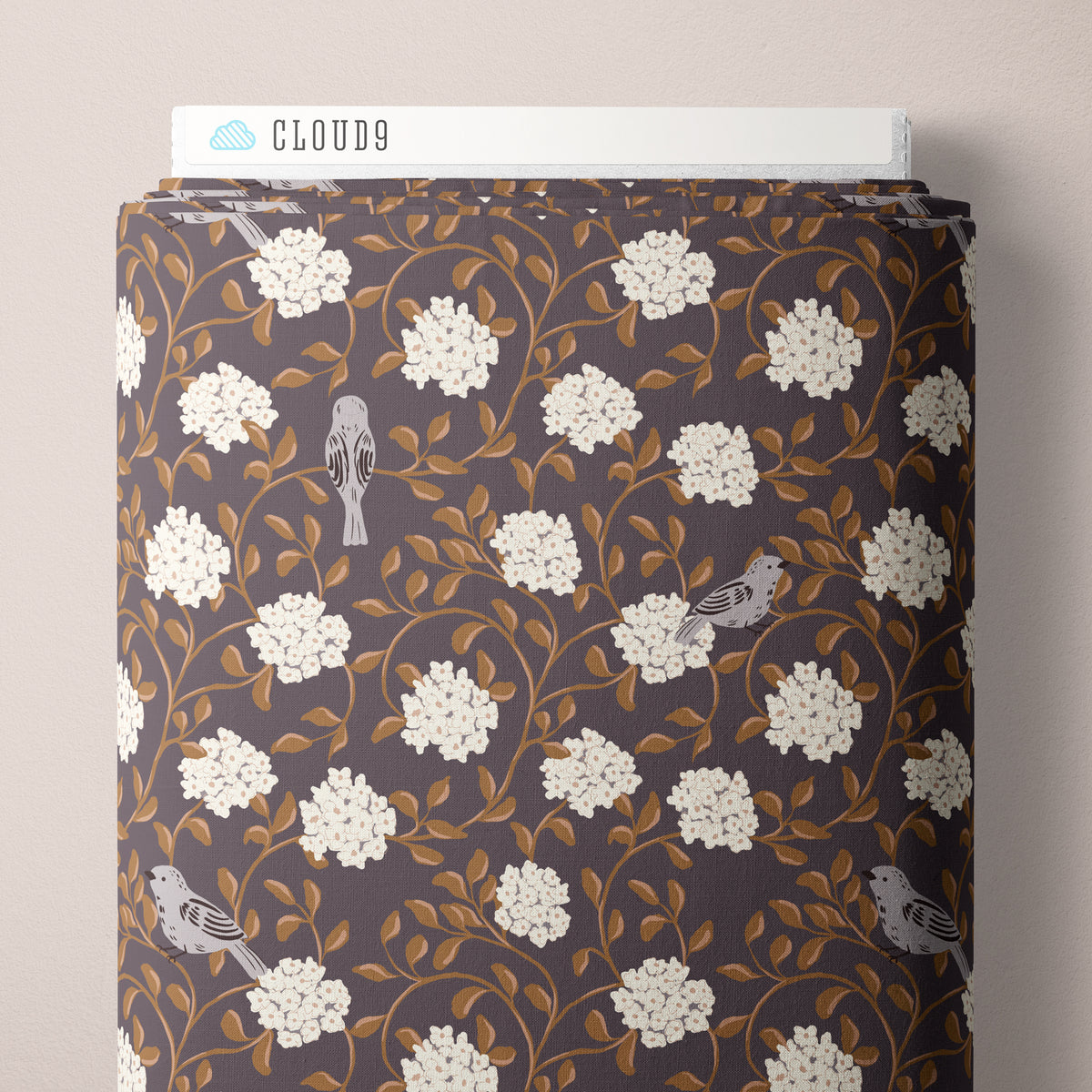 Birdsong - Plum - Lisee Ree Designs - Midwinter Memories - Cloud 9 Fabrics - Organic Cotton Poplin