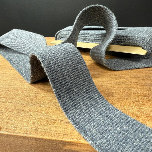 38mm Linen Blend Marble Webbing - Japanese Import - Navy (sold per meter)