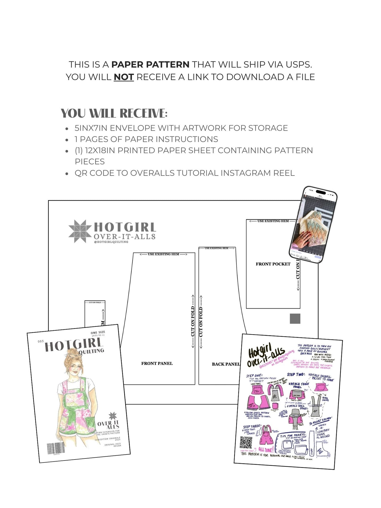 Overalls (Extension) - Paper Pattern - Hot Girl Quilting