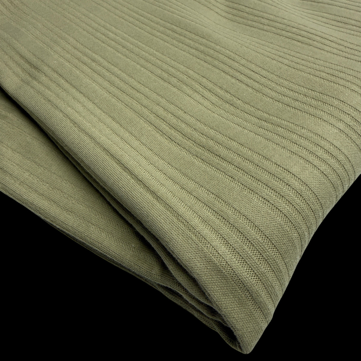 Serene Stripes Organic Cotton Pointelle - Moss Green