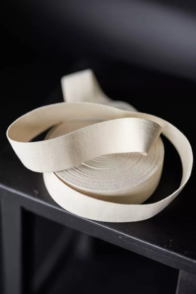 Organic Cotton Elastic - Natural Ecru - 18mm or 40mm - Merchant & Mills (Sold Per Meter)
