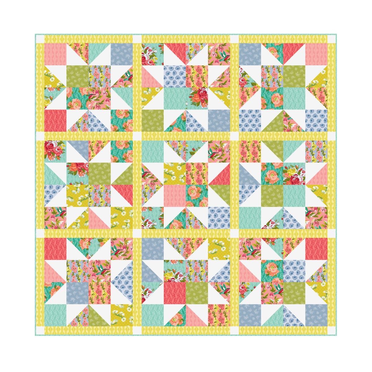 Ties That Bind - Light Pink - Paint-By-Number Garden Party - Elle Crée - Cloud 9 Fabrics - Poplin