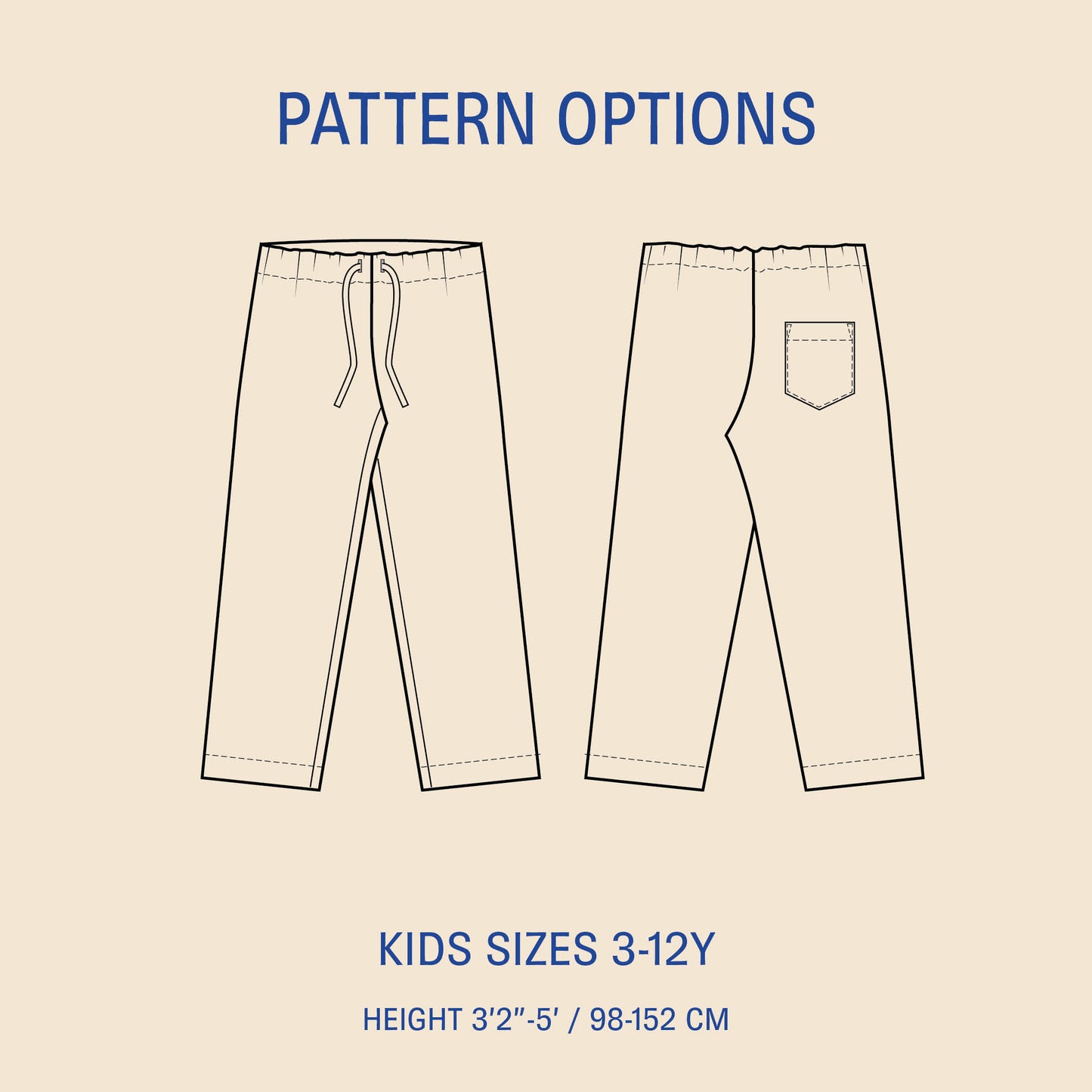 Pajama Pants Kids' Paper Pattern - Wardrobe by Me