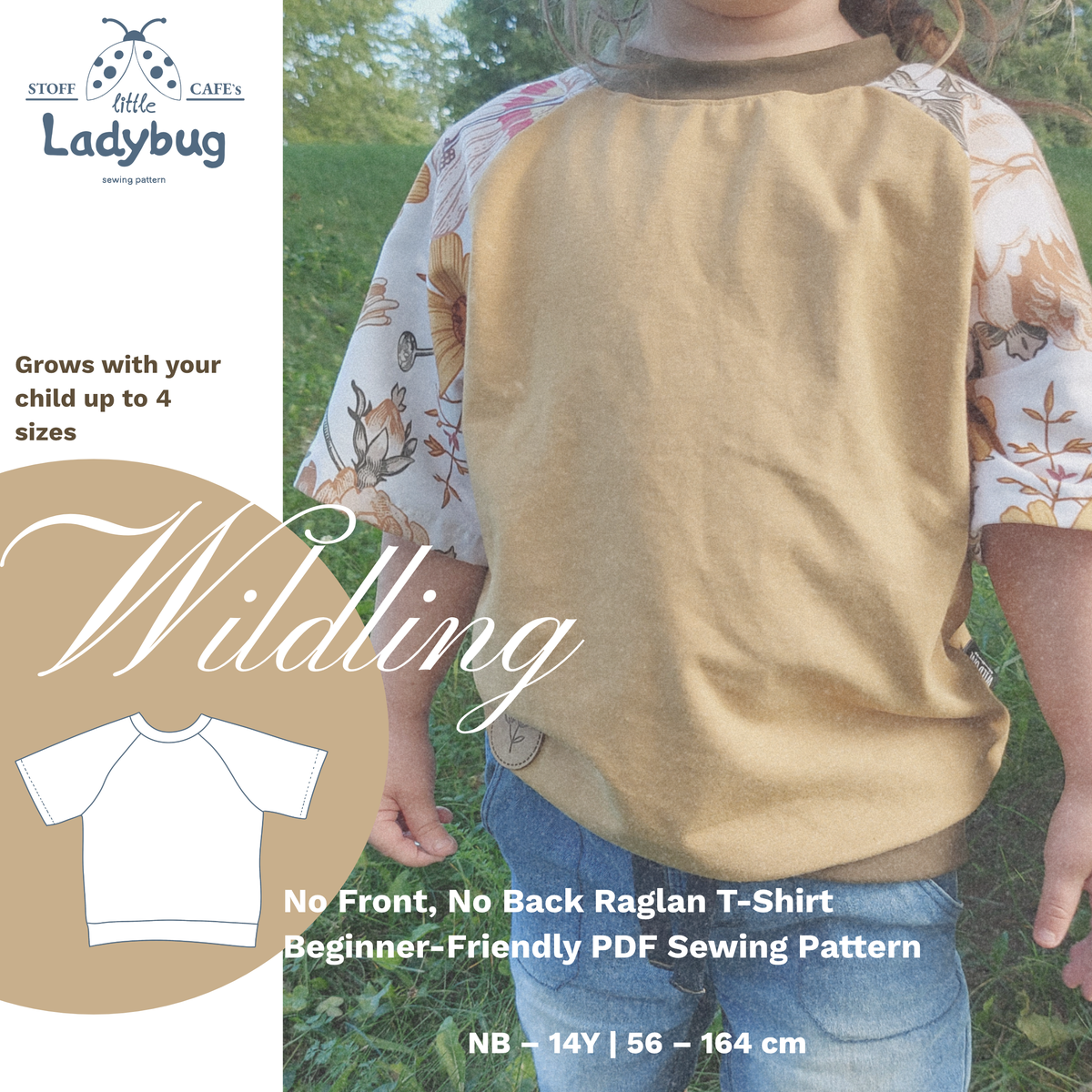 Wildling – No Front, No Back Raglan T-Shirt PDF Sewing Pattern - Stoff Cafe