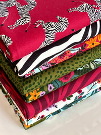 Frolicking Zebras Red - Zebras - Maria Galybina - Cloud 9 Fabrics - Poplin