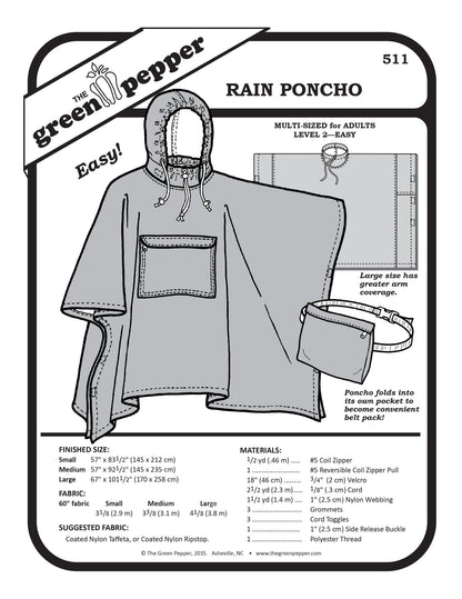 Adult's Rain Poncho PDF Pattern - 511 - The Green Pepper Patterns - Simplifi Fabric