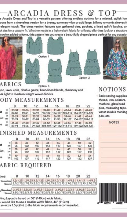 Arcadia Dress & Top - Paper Pattern - Sew to Grow - Simplifi Fabric