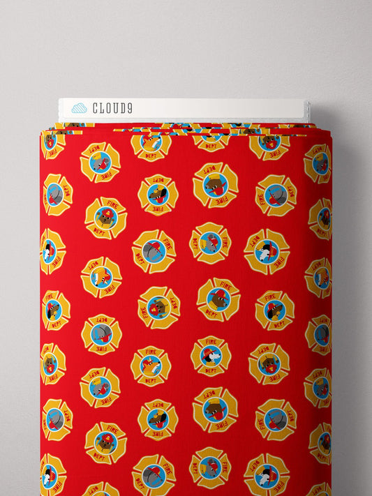 Badge Of Honor - Fire! Fire! Fire! - Loo McNulty - Cloud 9 Fabrics - Poplin - Simplifi Fabric