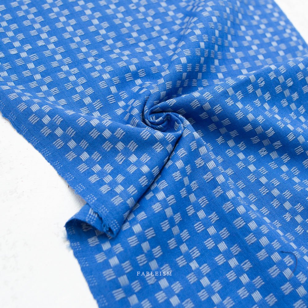 Basketweave - Bright Blue - Fine & Dandy - Fableism Supply Co. - Simplifi Fabric