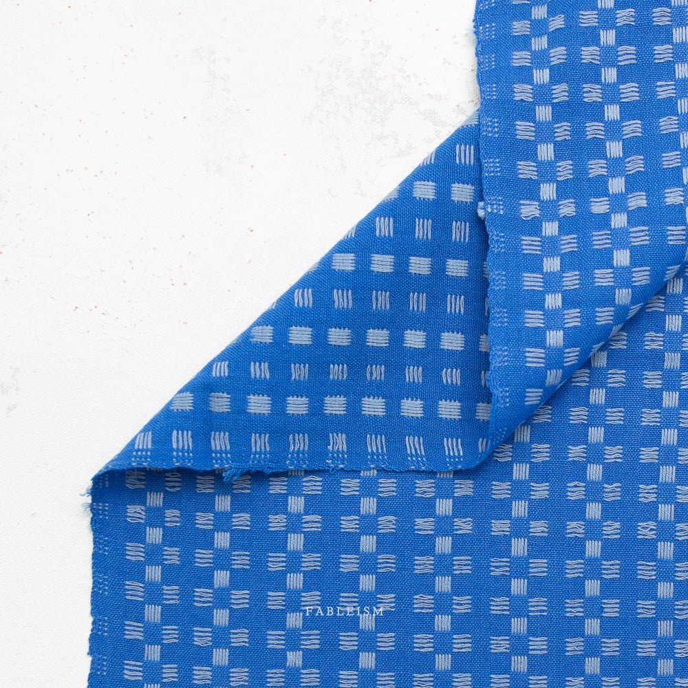 Basketweave - Bright Blue - Fine & Dandy - Fableism Supply Co. - Simplifi Fabric