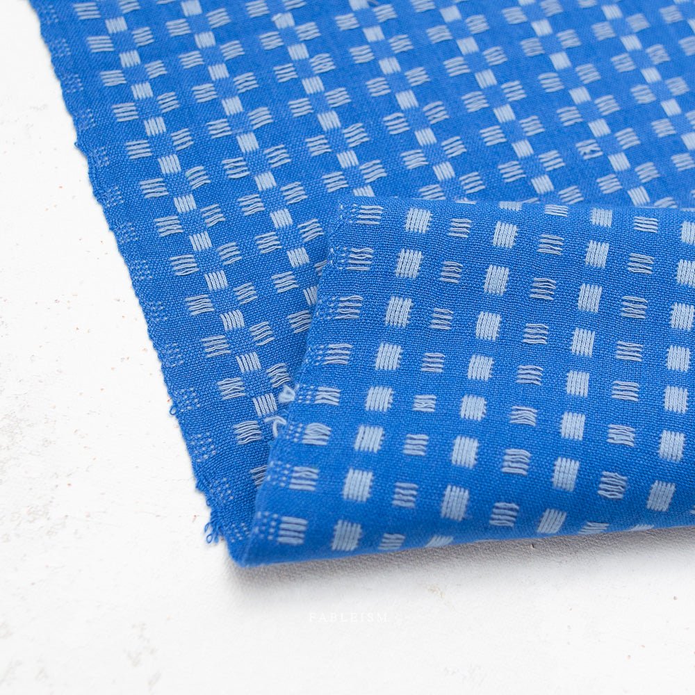 Basketweave - Bright Blue - Fine & Dandy - Fableism Supply Co. - Simplifi Fabric