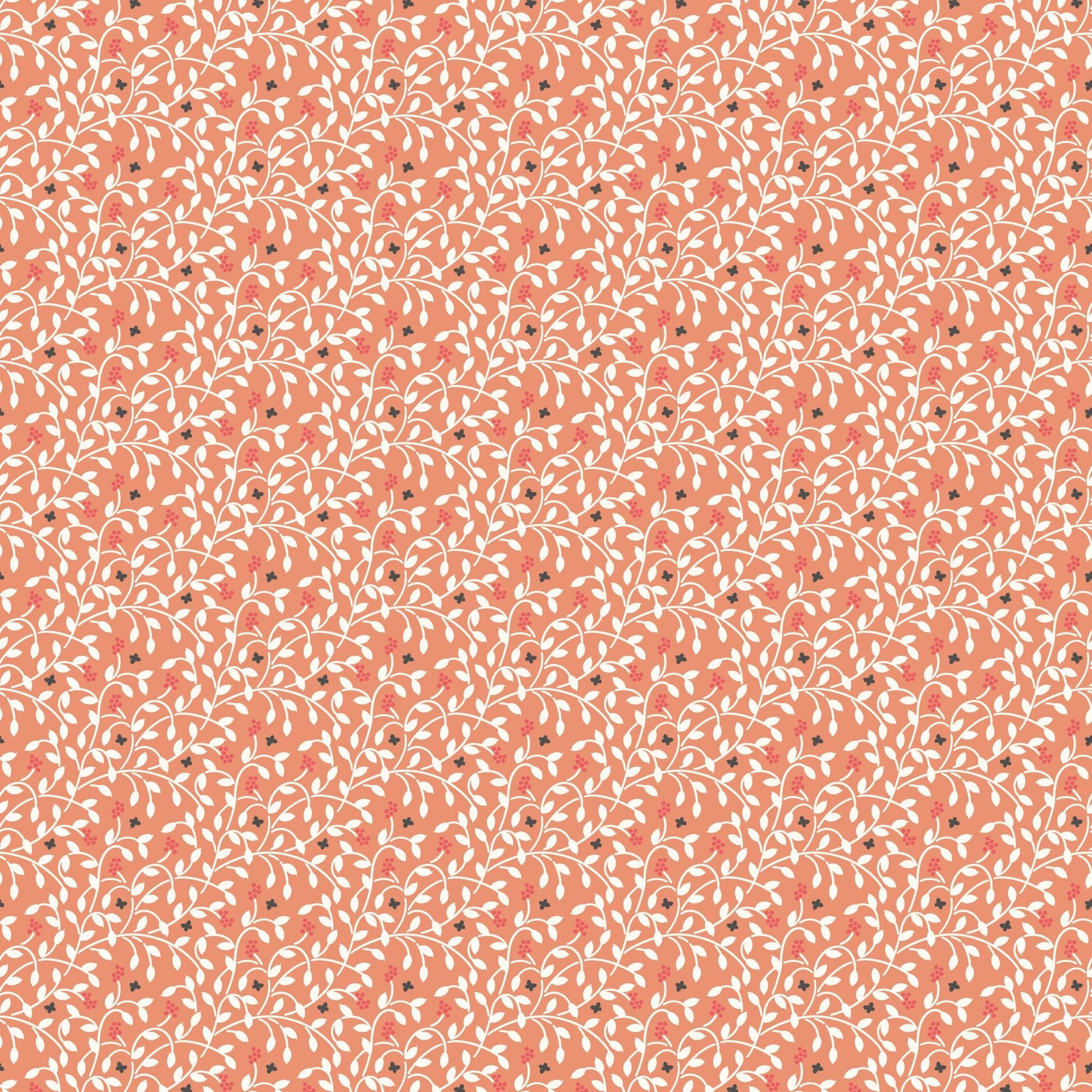 Berry Vines - Coral - Little Bo - Kimberly Morgan - Cloud 9 Fabrics - Poplin - Simplifi Fabric