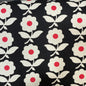 Flowers Cotton-Linen Canvas - Japanese Import - Black/Red/Natural