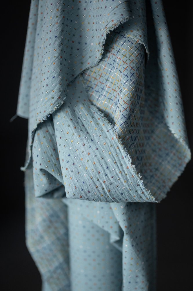 Blue Bobbette Cross Indian Cotton - Merchant & Mills - Simplifi Fabric