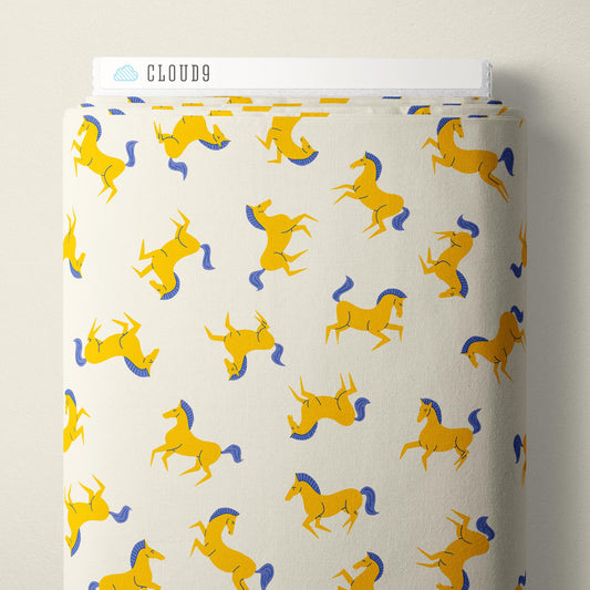 Brave Horses - Yellow - The Iliad - Aidi Riera - Cloud 9 Fabrics - Poplin - Simplifi Fabric