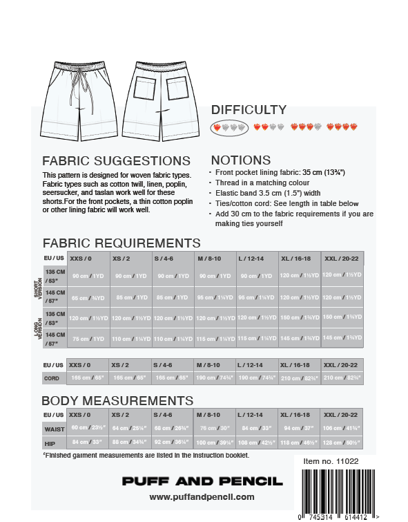Breezy Shorts - Paper Sewing Pattern - Puff And Pencil - Simplifi Fabric