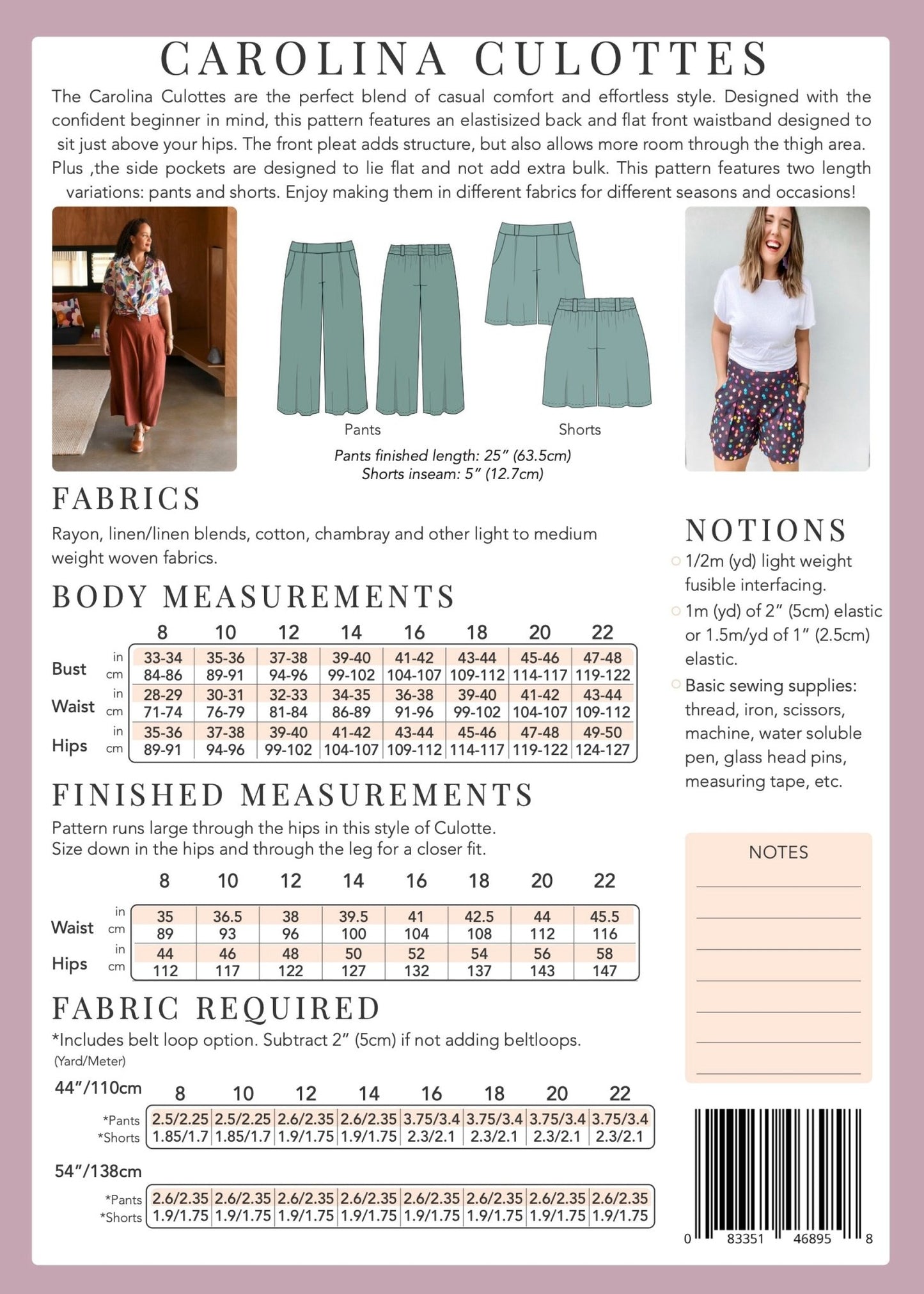 Carolina Culottes - Paper Pattern - Sew to Grow - Simplifi Fabric