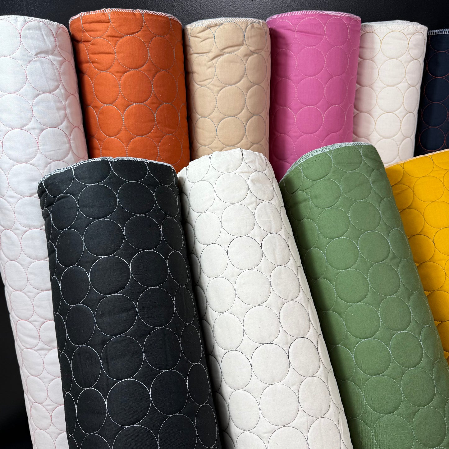 Circle Stitch Quilted - Japanese Import - Ecru/Black