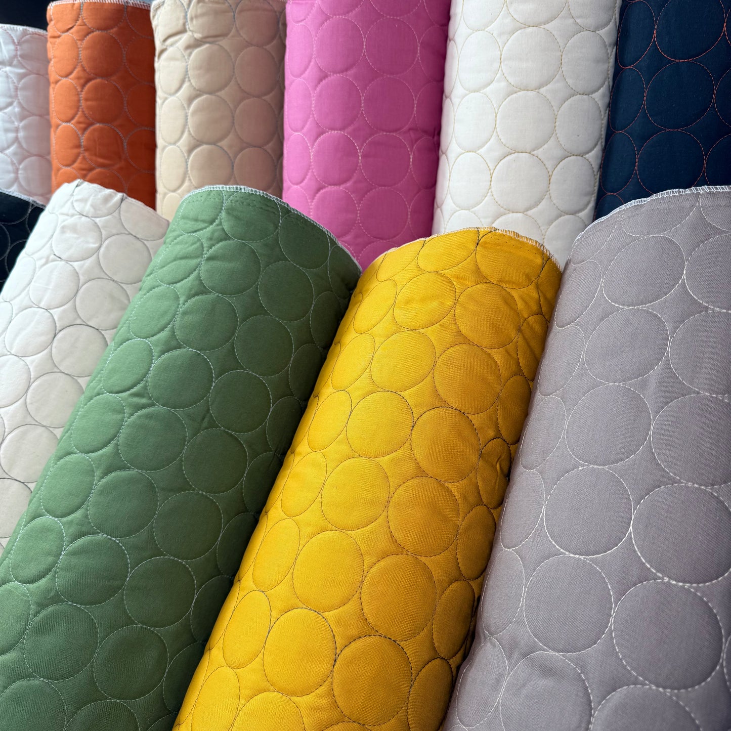 Circle Stitch Quilted - Japanese Import - Ecru/Black