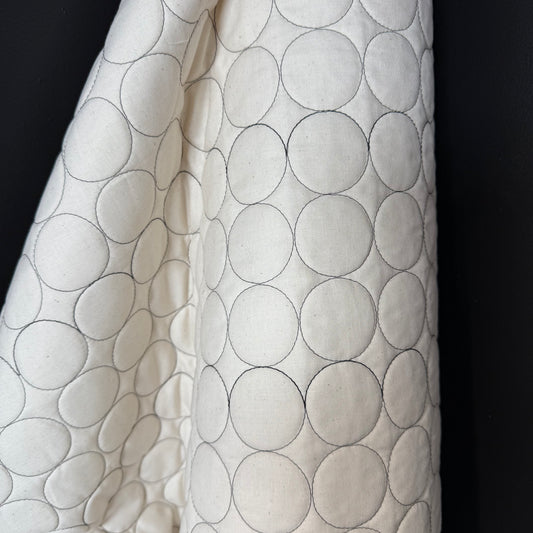 Circle Stitch Quilted - Japanese Import - Ecru/Black