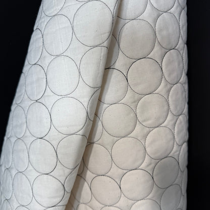 Circle Stitch Quilted - Japanese Import - Ecru/Black