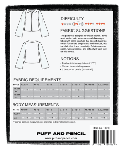 Collared Blouse + Cone Sleeves - Paper Sewing Pattern - Puff And Pencil - Simplifi Fabric