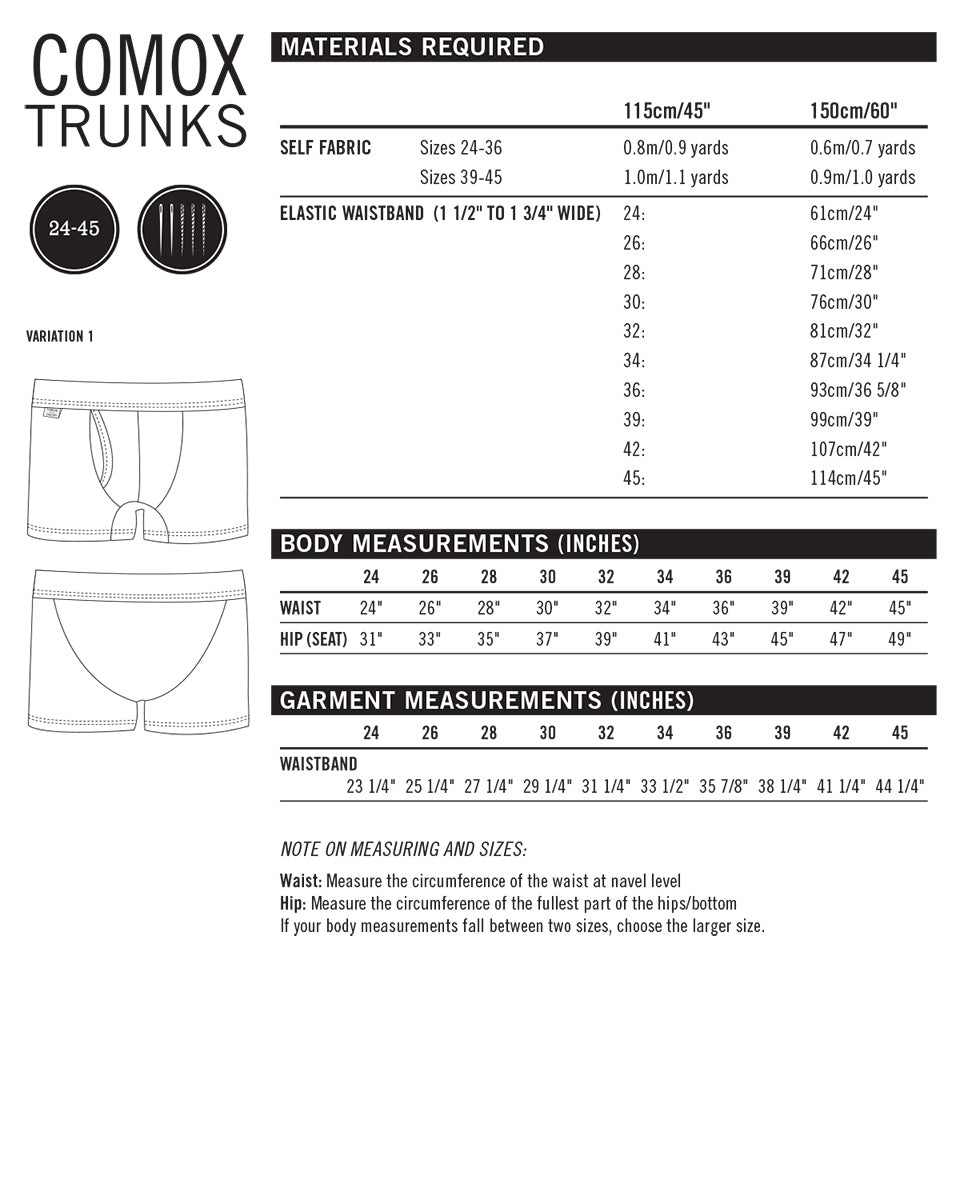 Comox Trunks / Boxers Mens PDF Sewing Pattern - Thread Theory - Simplifi Fabric