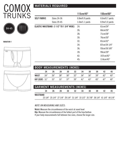 Comox Trunks / Boxers Mens PDF Sewing Pattern - Thread Theory - Simplifi Fabric