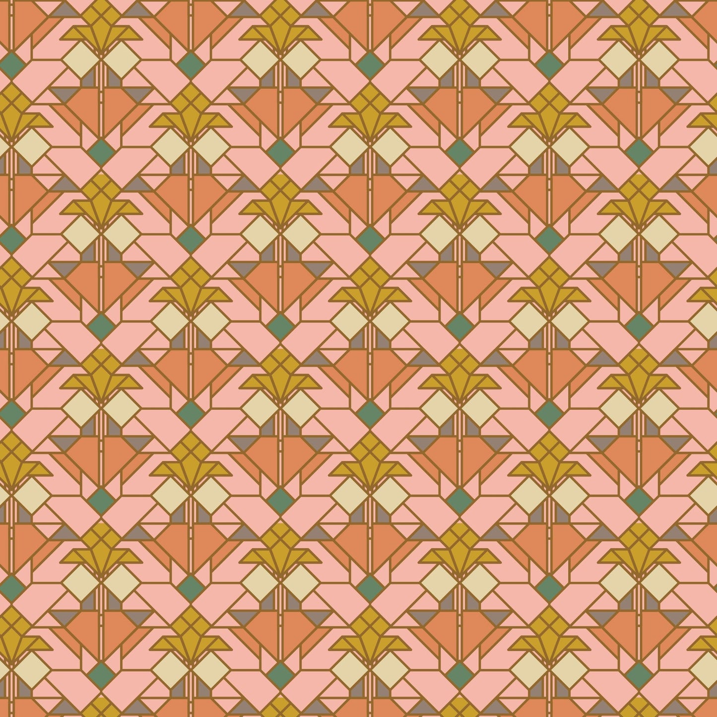 Coonley Tulip - Earth - Frank Lloyd Wright - Cloud 9 Fabrics - Poplin - Simplifi Fabric