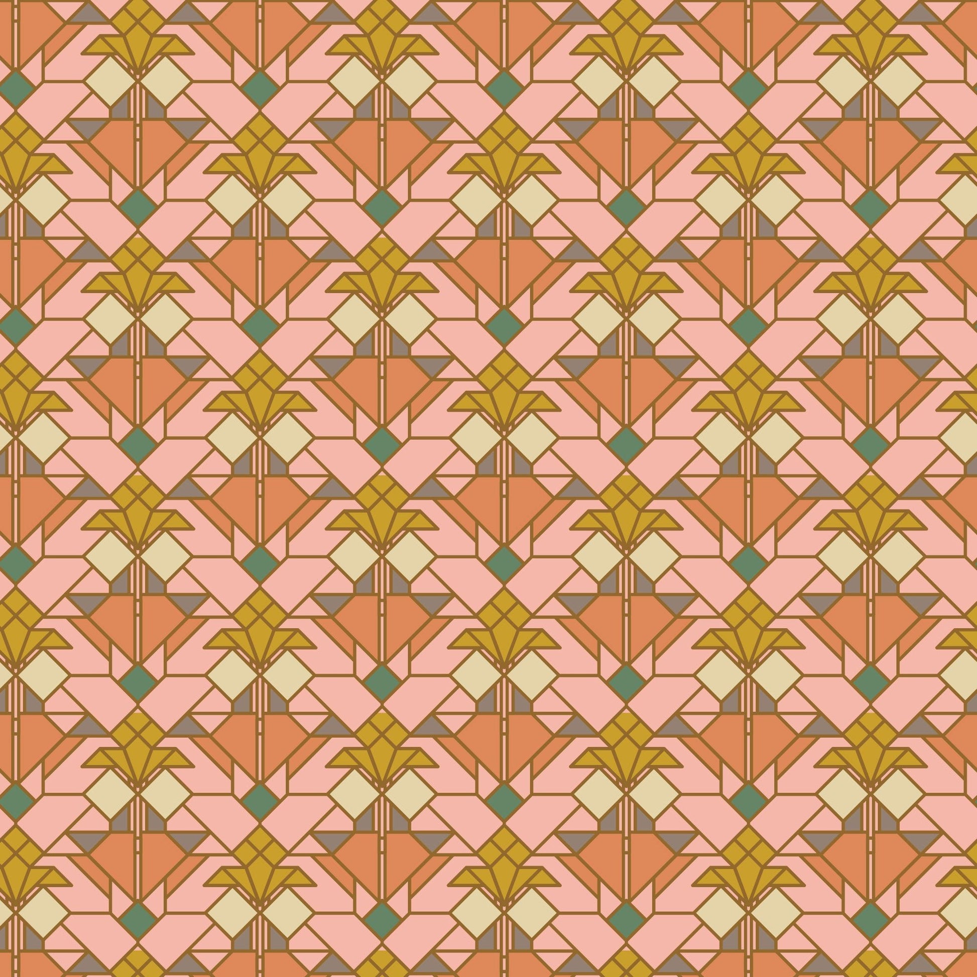 Coonley Tulip - Earth - Frank Lloyd Wright - Cloud 9 Fabrics - Poplin - Simplifi Fabric
