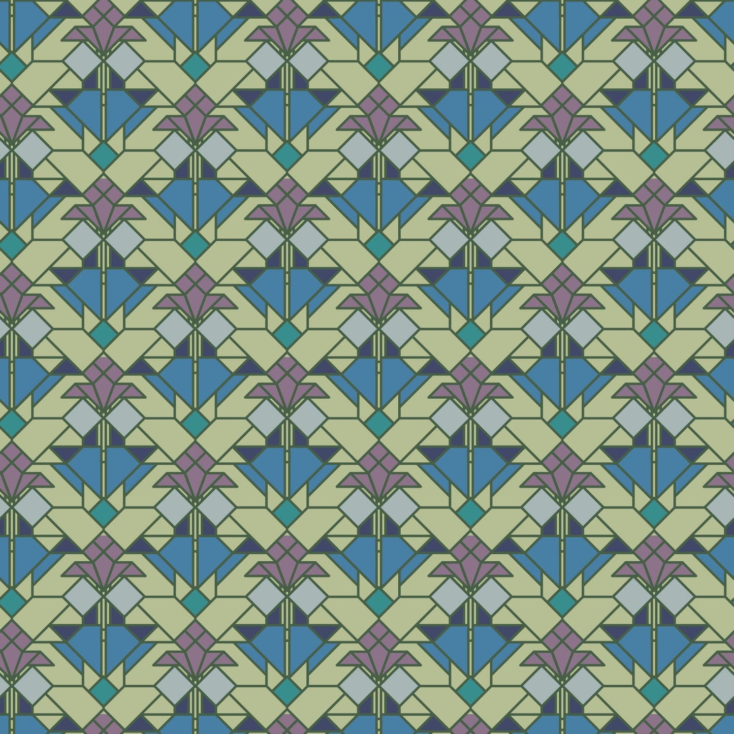 Coonley Tulip - Water - Frank Lloyd Wright - Cloud 9 Fabrics - Poplin - Simplifi Fabric