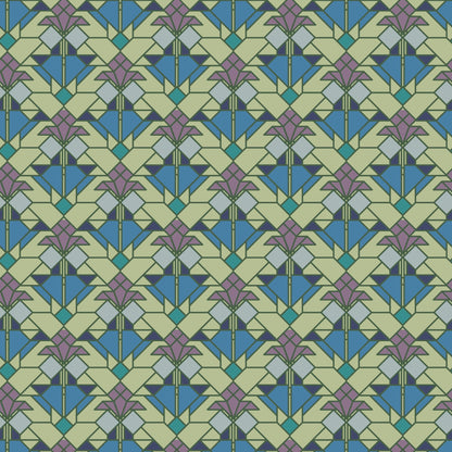 Coonley Tulip - Water - Frank Lloyd Wright - Cloud 9 Fabrics - Poplin - Simplifi Fabric