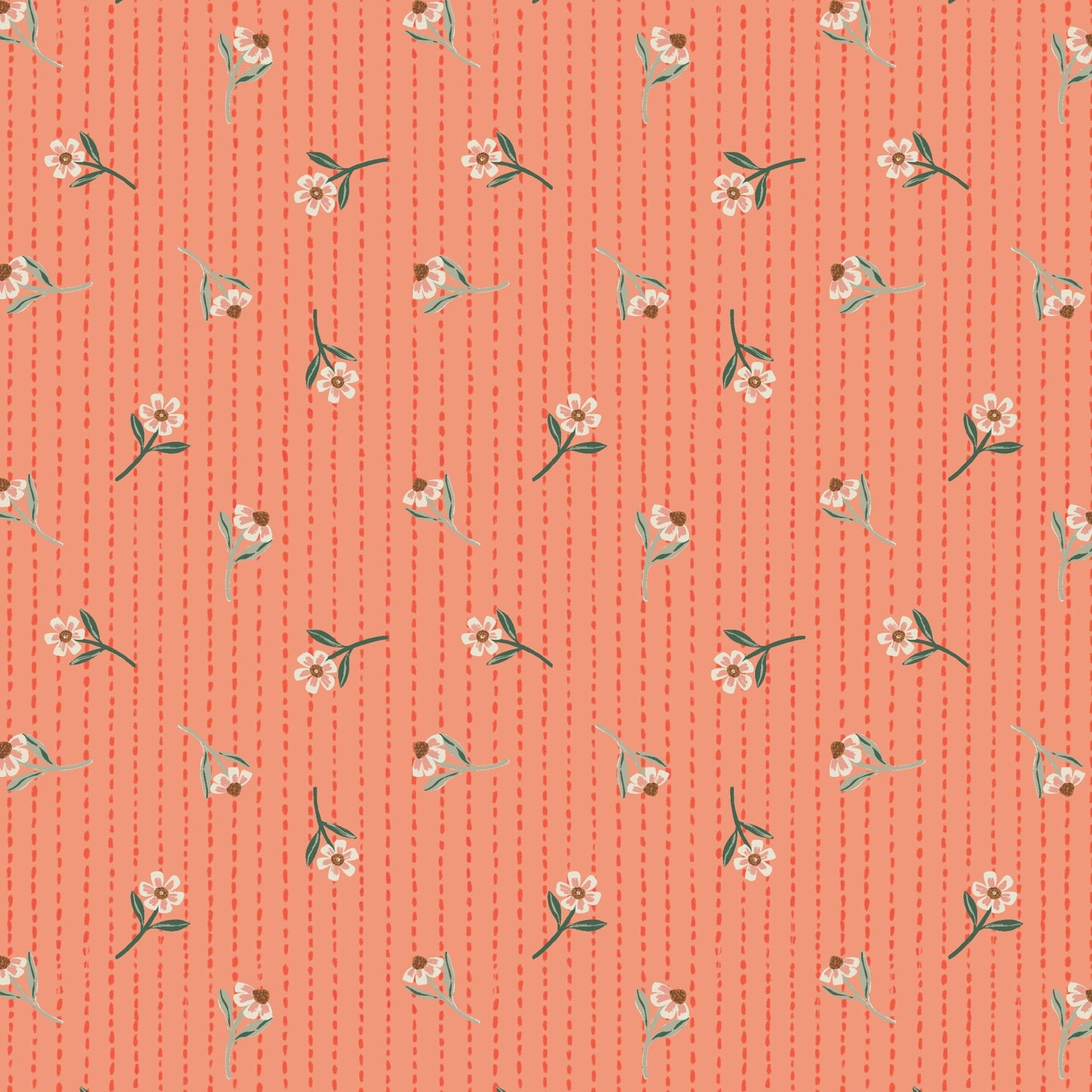 Coral Stitch - Floral Frenzy - Samantha Johnson - Cloud 9 Fabrics - Poplin - Simplifi Fabric