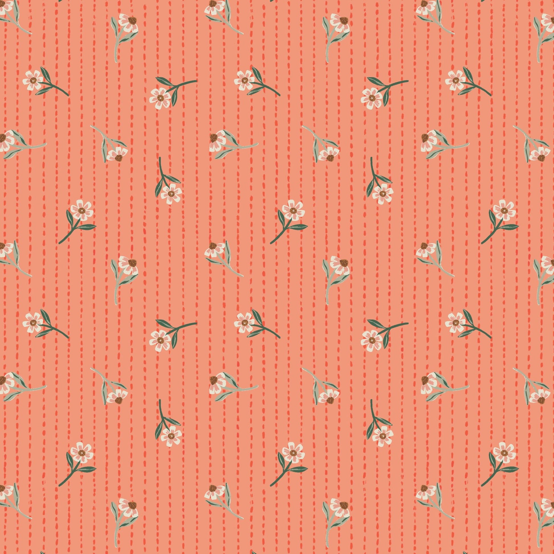 Coral Stitch - Floral Frenzy - Samantha Johnson - Cloud 9 Fabrics - Poplin - Simplifi Fabric