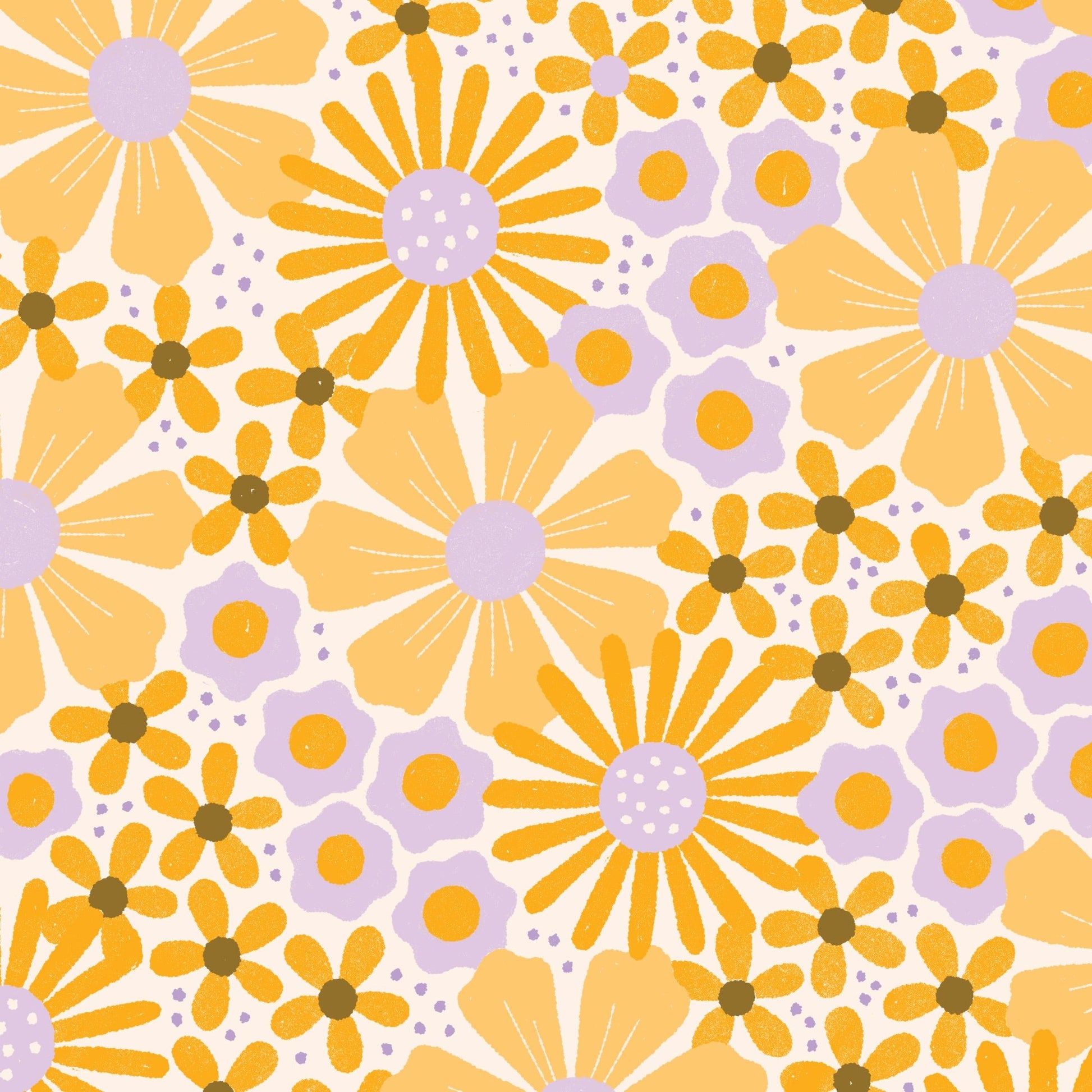 Cosmos - Salt/Gold - Retro Meadow - Sophie Rowe - Cloud 9 Fabrics - Poplin - Simplifi Fabric