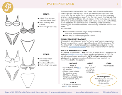 Cowrie Kini PDF Pattern - Paradise Patterns - Simplifi Fabric